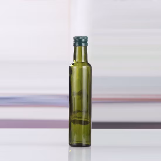Venta al por mayor vacías 100 ml 250 ml 500 ml 750 ml 1000 ml botellas de vidrio de aceite de oliva de vinagre redondo verde oscuro con tapón de rosca