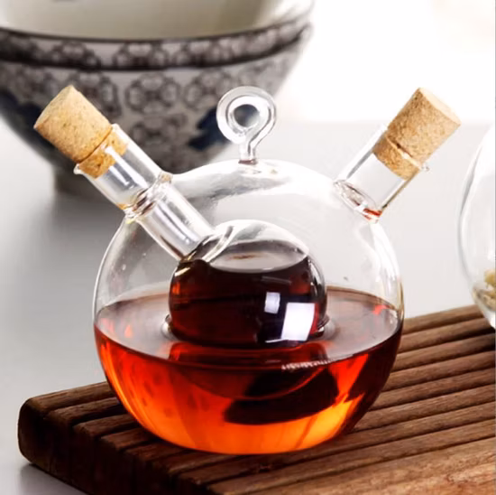 Botella de vinagre de aceite con doble de vidrio de borosilicato de gran oferta en forma de uva de Amazon alto 2
