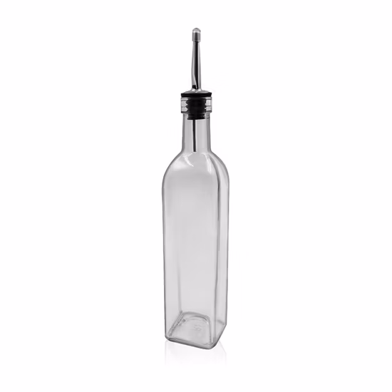 Fabricantes 250 ml 500 ml 750 ml cuadrado redondo cocina cocinar vino vinagre condimento aceite de oliva botellas de vidrio con vertido